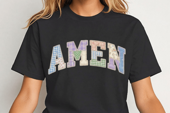 Amen Faux Quilted Christian PNG for T-Shirt Designs