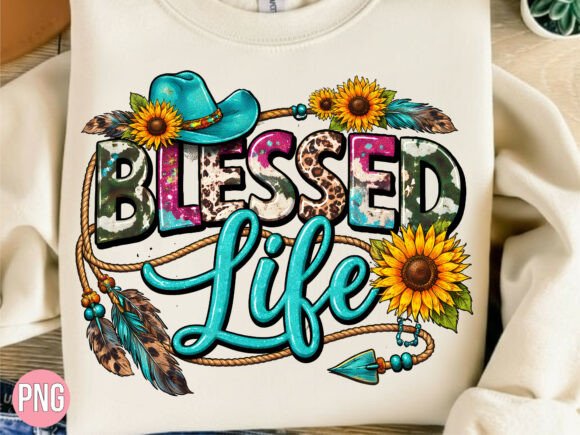 Blessed Life Christian Cowgirl PNG