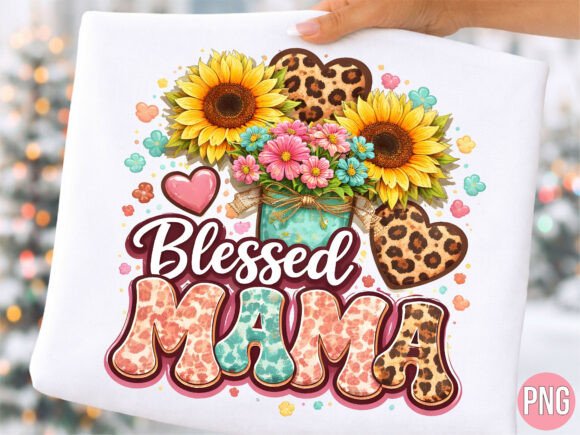 Blessed Mama Christian Sunflowers PNG T-Shirt Designs
