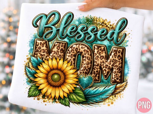 Blessed Mom Leopard Sunflower T-Shirt Designs