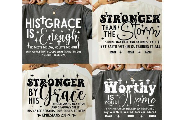 Christian Bible Verse Jesus SVG PNG Bundle: T-Shirt Designs