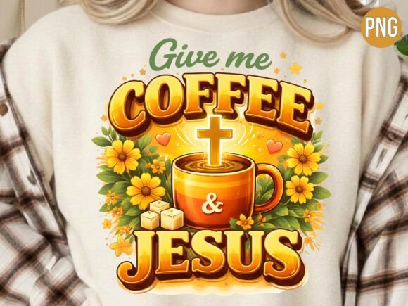 Christian Coffee Jesus Sunflower PNG T-Shirt Designs