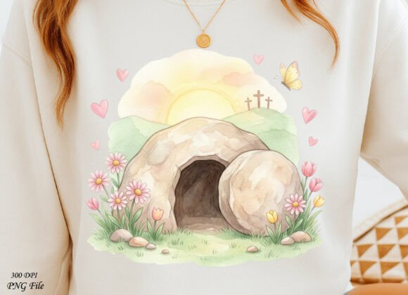 Christian Easter Resurrection Design PNG for T-Shirt Designs