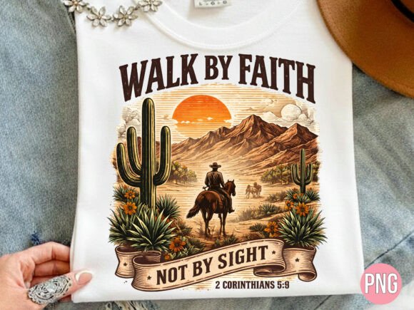 Christian Walk by Faith Not by Sight PNG T-Shirt Designs