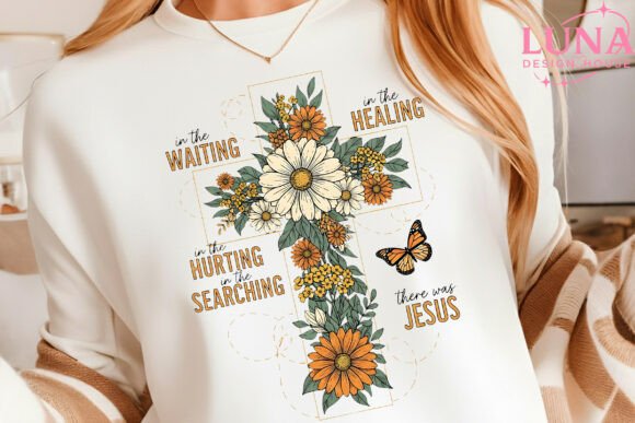 Floral Cross Jesus Christian PNG Clipart for T-Shirt Designs