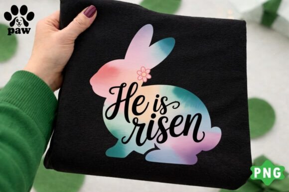 He is Risen Easter Bunny PNG, Christian T-Shirt Designs