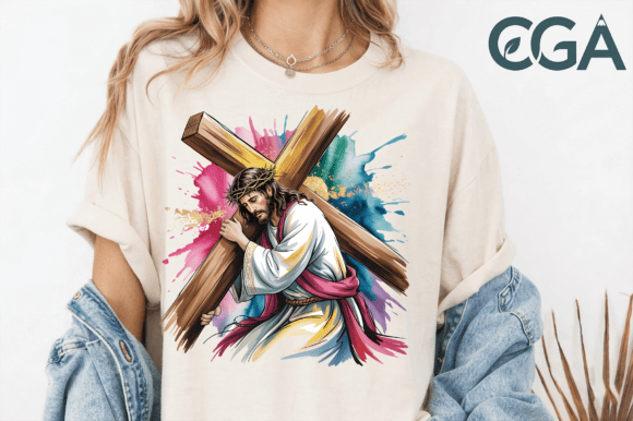 Jesus Carrying Cross PNG for T-Shirt Designs