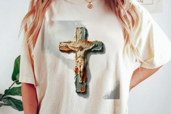 Jesus Crucifixion Impasto Art PNG for T-Shirt Designs