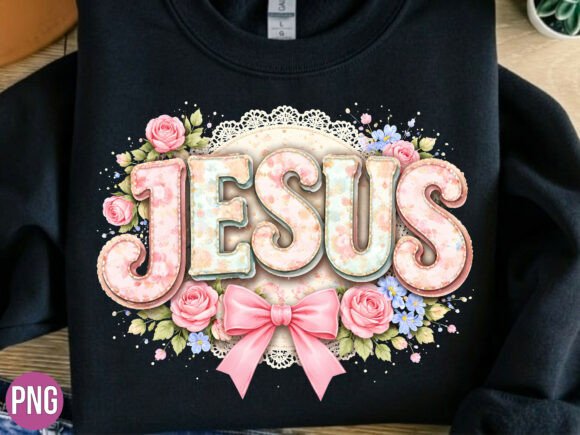Jesus Floral Pink Ribbon Christian PNG T-Shirt Designs