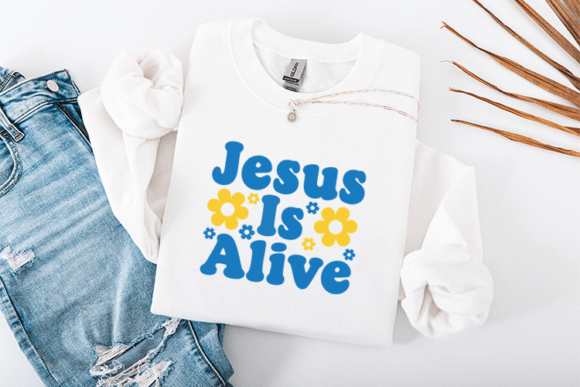 Jesus is Alive – Retro Daisy Christian T-Shirt Designs