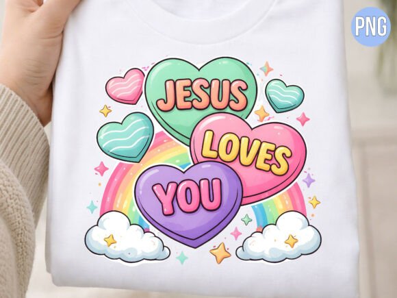 Jesus Loves You Heart Rainbow PNG T-Shirt Designs