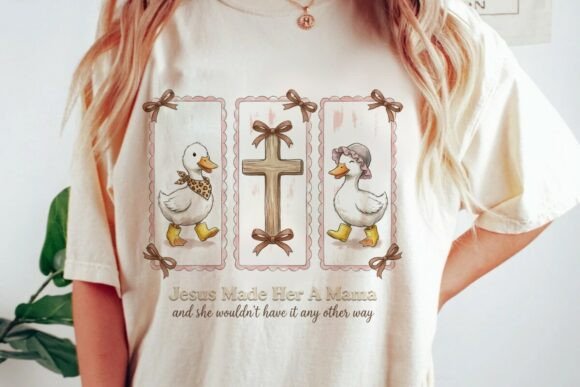 Jesus Made Her a Mama Duck Art PNG — T-Shirt Designs