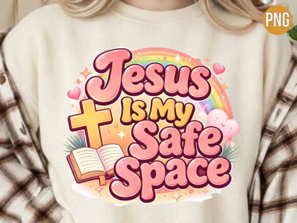 Jesus My Safe Space Retro Christian PNG & T-Shirt Designs