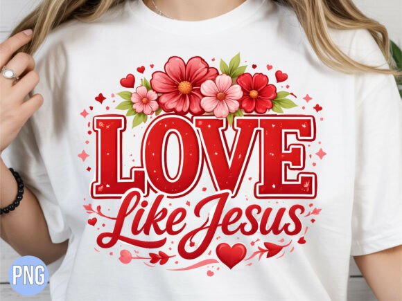 Love Like Jesus Red Floral Christian PNG T-Shirt Designs