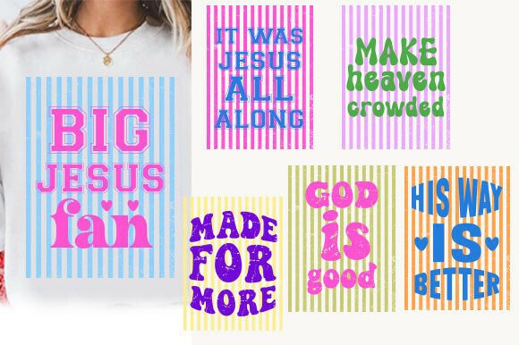 Striped God is Good PNG Bundle: Christian T-Shirt Designs