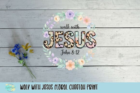 Walk with Jesus Floral Cheetah Print T-Shirt Designs
