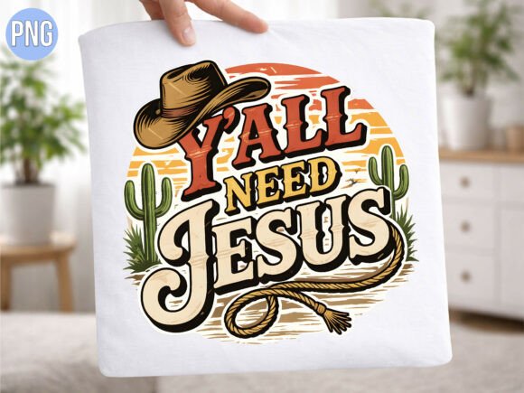 Y’all Need Jesus Western Cowboy PNG — T-Shirt Designs